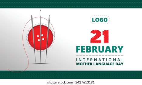 Shaheed Minar, the Bengali words say "forever 21st February" to celebrate international mother language day. Bengali alphabet letter flying. Shaheed Minar is made with needle thread. Vector art.