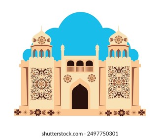 Shahi Qila Shahi Fort in truck art style Lahore Punjab Pakistan vector illustration design 