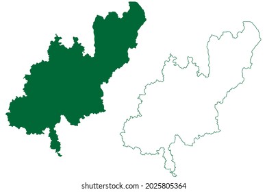 Shahjahanpur district (Uttar Pradesh State, Republic of India) map vector illustration, scribble sketch Shahjahanpur map