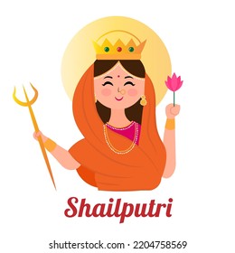 Shailputri Ji Day 1 Navratri Goddess Stock Vector (Royalty Free ...