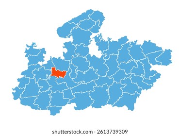 Shajapur District Map Highlighted on Madhya Pradesh State Map