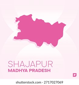 Mapa del distrito de SHAJAPUR, Madhya Pradesh, India – Esquema de Vector editable.