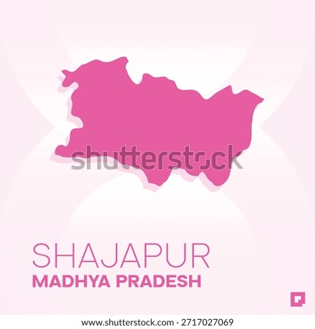SHAJAPUR District Map, Madhya Pradesh, India – Editable Vector Outline.