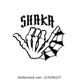 Shaka Bone Hand With Spider Web Free Vector