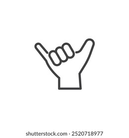 Shaka Gesture line icon. Linear style sign for mobile concept and web design. Hand showing shaka outline vector icon. Greeting symbol, logo illustration. Vector graphics.