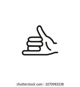 Shaka gesture line icon. Surfer, thumb up, little finger. Gesturing concept. Can be used for topics like deaf language, surfing, communication.