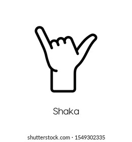 Shaka hand gesture icon vector. Shaka symbol. Linear style sign for mobile concept and web design. Shaka symbol illustration. Pixel vector graphics - Vector.