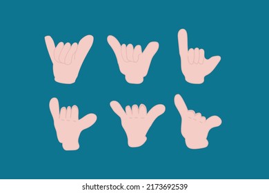 Shaka Hand Gesture Sign Design Vector Flat Modern Illustration