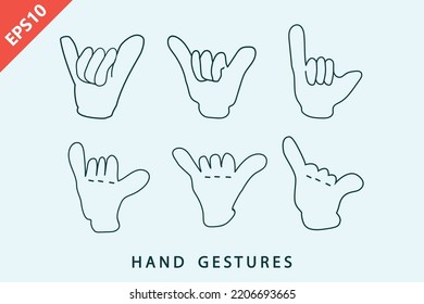 shaka hand gesture sign design vector flat modern isolated illustration