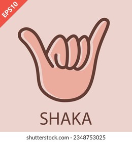 shaka hand gesture sign icon aloha design vector flat modern isolated illustration