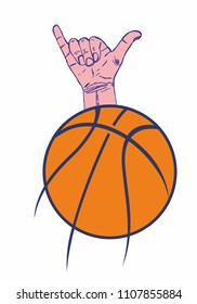 shaka hand graphic design vector art