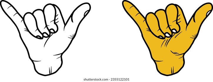 Shaka hand sign gesture vector