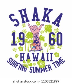 shaka hand sing graphic design vector art