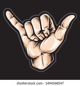 shaka hand vector logo and icon