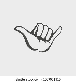 Shaka hand vector sign. Hang loose symbol.