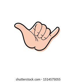 Shaka Hand Vector Sign. Hang Loose Symbol.