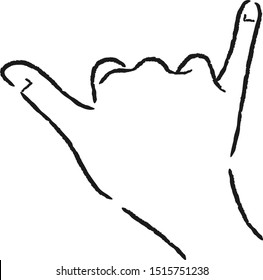 Shaka hand vector sign. Hang loose symbol.