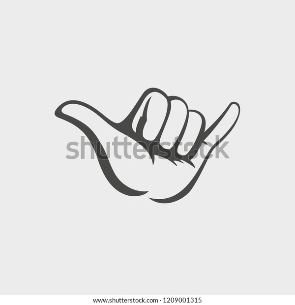 Shaka hand vector\
sign. Hang loose symbol.