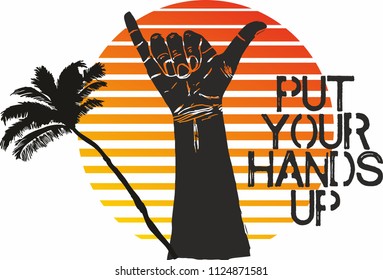 shaka hands up graphic design vector art