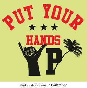 shaka hands up graphic design vector art