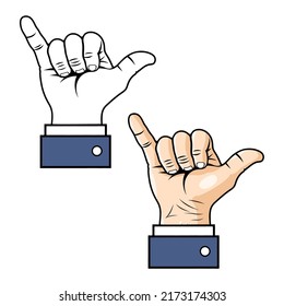 shaka hang loose surf up hand sign vector logo icon