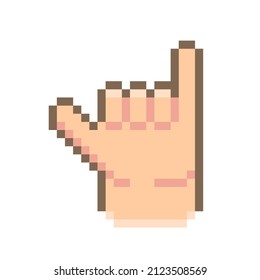 Shaka. Pixel Art Hand gesture Icon