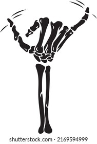 Shaka salute skeleton hand drawing.