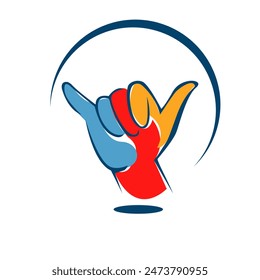 The Shaka Sign logo vector design captures the essence of the iconic hand gesture that symbolizes the spirit of aloha and positive vibes