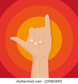 Shaka Sign vector on colorful background, Hand sign, illustration.