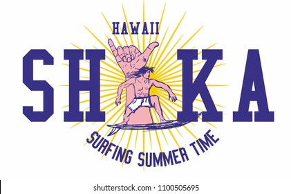 shaka surfer graphic design vector art