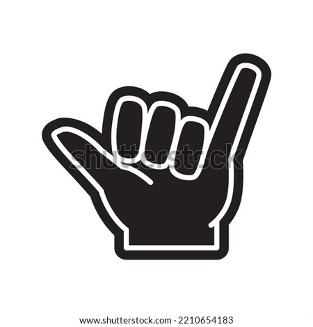 Shaka Surfing Gesture, Foam Finger Design. Surf Hand Icon, Minimalistic Vector EPS Isolated on White Background.