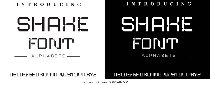 SHAKE Abstract modern urban alphabet fonts. Typography sport, simple, technology, fashion, digital, future creative logo font. vector illustration