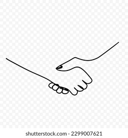 shake between two people, One continuous single line hand drawing