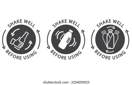 Shake bottle before use, icon, vector, sticker.