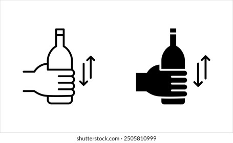 Agite bien la botella, conjunto de iconos de coctelera, bebida de mano, Ilustración vectorial sobre fondo blanco