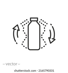 agitar bien el frasco, mover el icono del agitador, símbolo de línea delgada sobre fondo blanco - ilustración del vector de trazo editable