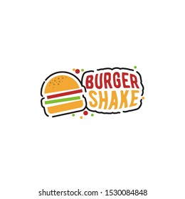 Logo de la hamburguesa sacudida, menú creativo para un restaurante o vendedor de comida