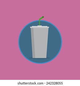 Shake Drink With Green Straw