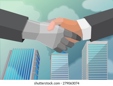 Shake Hand Business Partner City Vector