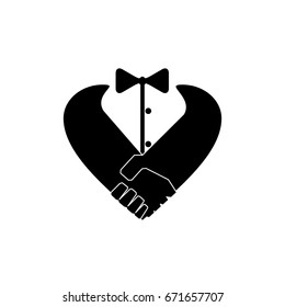 shake hand with collar symbol vector