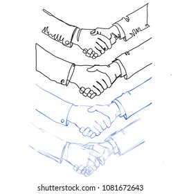 Shake hand continuous line vector drawing. Business vector concept
