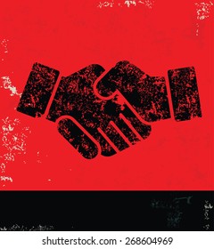 Shake hand design on red background,grunge vector