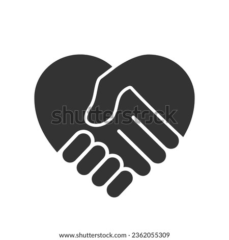Shake Hand Glyph Vector Icon Flat Sign