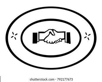 Shake Hand icon,  logo, symbol, sign, isolated on white background. 2D simple flat Style graphic design. Black and white color.  Vector illustration
