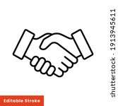 Shake hand line icon. Simple outline style for web and app. Handshake, hands, partnership, business concept. Vector illustration isolated on white background. Editable stroke EPS 10