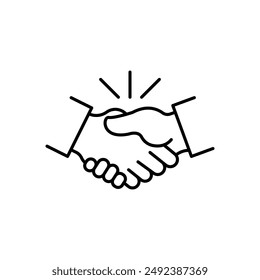 Shake hand line icon. Simple outline style for web and app. Handshake, hands, partnership, business concept. Vector illustration isolated on white background.