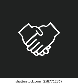 Shake hand line icon. Simple outline style for web and app. Handshake, hands, partnership, business concept. Vector illustration isolated on black background. Editable stroke EPS 10