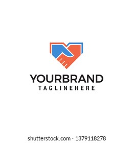 shake hand logo design concept template vector