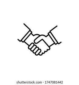 Shake hand thin icon in trendy flat style isolated on white background. Symbol for your web site design, logo, app, UI. Vector illustration, EPS
