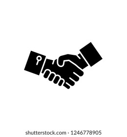 Shake hands black icon, vector sign on isolated background. Shake hands concept symbol, illustration 